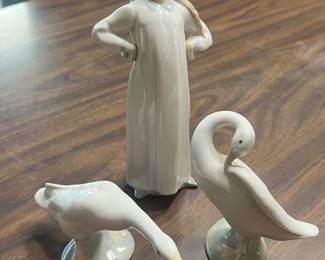 Lladro girl and two geese
