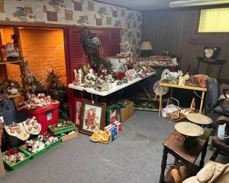 Basement Area with Holiday Decor