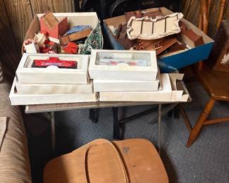 Train Cars and Old Dollhouse Pieces 