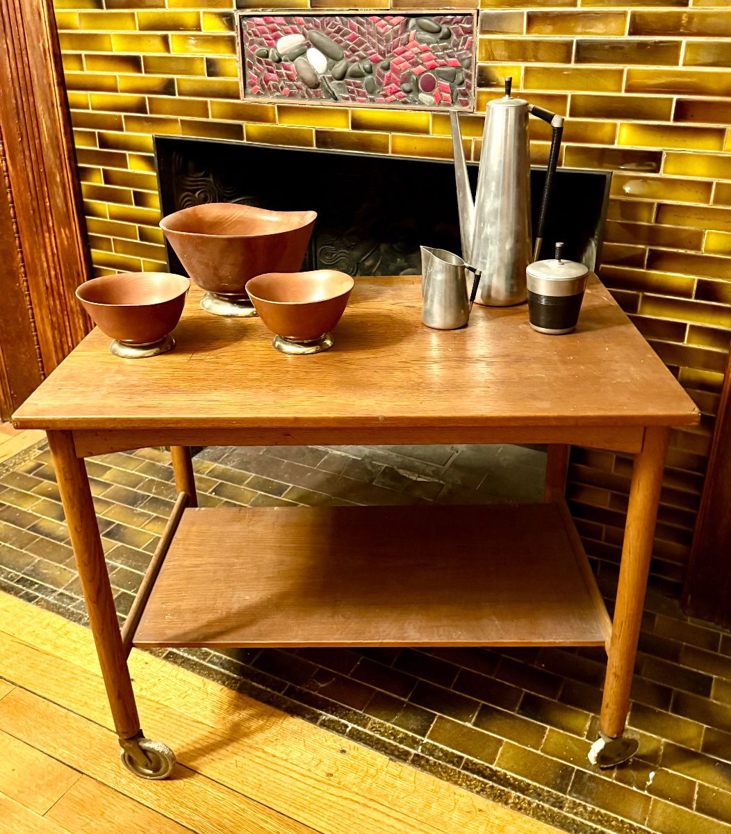 Expanding Teak Bar Cart