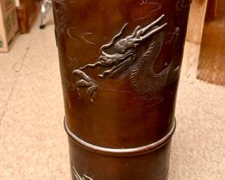 Meji Bronze Dragon Umbrella Stand