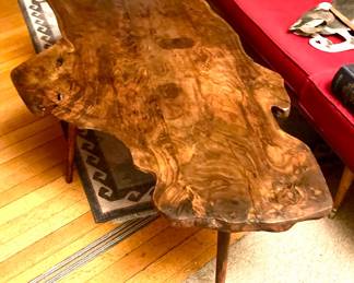 1963 Live Edge Coffee Table Signed M & R