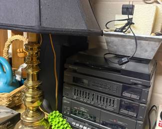 . . . brass lamp and stereo