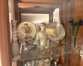 . . . Hummel plate, Lenox vase, glass flowers