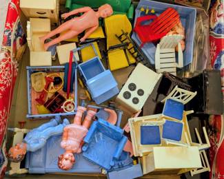 lot of doll house furniture 