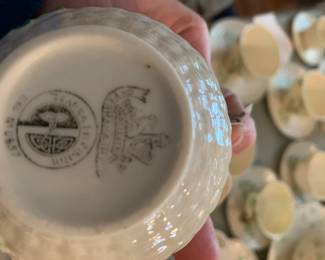 #329	Vintage 14 pc Belleek Black Marked Basketweave Tea Set	 $125.00 