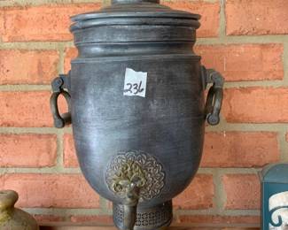#236	Samovar Tea Urn - Cast Aluminum w/brass handles & Spigot - Made in Italy - 17" tall	 $30.00 