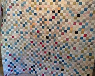 #158	Scrappy Squares Hand-QuiltedQuilt (has some small repairs needed) - 84x92	 $65.00 