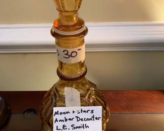 #338	Moon and Stars Amber Decanter LE Smith w/stopper	 $30.00 