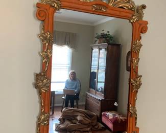 #103	Orange w/Gold Leaf Wood Frame Mirror - 31x48	 $120.00 