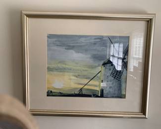 #138	Original Watercolor by Sid Brannon of windmill - 22x18	 $75.00 