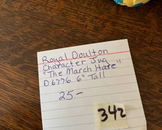 #342	Royal Daulton " Character Jug The March Hare" D6776n 6" Tall	 $25.00 