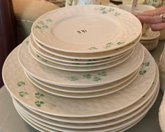 #331	Set of 6 Dinner plates 4 Salad and 5 Break Plates - Brown Marked Basketweave Set - 15 pc	 $125.00 