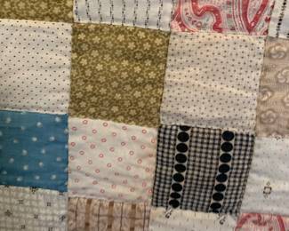 #158	Scrappy Squares Hand-QuiltedQuilt (has some small repairs needed) - 84x92	 $65.00 