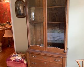 #107	Wood Gun Cabinet w/3 wood Shelves & 3 drawers - w/glass doors and wood pull-out Tray - 36x17x78T - 1 piece - upstairs you move down	 $220.00 