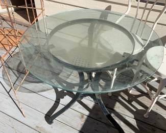 #247	 Round Glass Top Table w/iron Base - 30 Round x 29Tall	 $75.00 