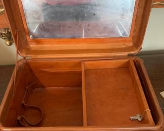 #111	1940s Camel Leather Train Case 	 $40.00 