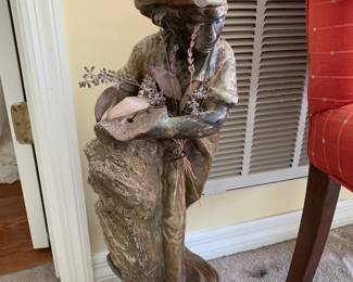 #119	stone statue of man as is hat 24 tall	 $25.00 