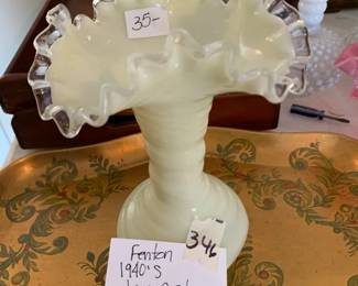#346	Fenton 1940's Ivory Crest Vase	 $35.00 