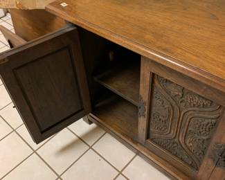#71	Wood Carved Cabinet w/2 doors and 1 shelf - Heavy - 44x15x27	 $200.00 