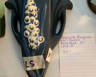 #294	Roseville Foxglove Wall Pocket Dark Blue 8" - 1929-8	 $30.00 