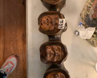 #334	Antique Chalkware Monk Faces Pipe or Cndle Holder - 10.5"	 $30.00 