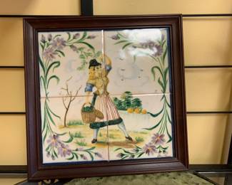 #65	Tile Scene of Irish Woman in Frame - 13square	 $40.00 