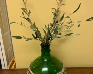 #67	Emerald Green Jar w/olive Branches - 13" tall	 $30.00 