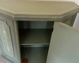#117	green entry cabinet with 1 door 34x14x29 as is finish	 $75.00 