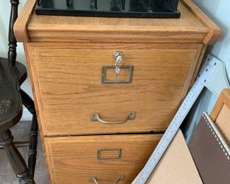 #128	Wood 2 drawer Standard Filing Cabinet - 16x17x27 has key	 $75.00 