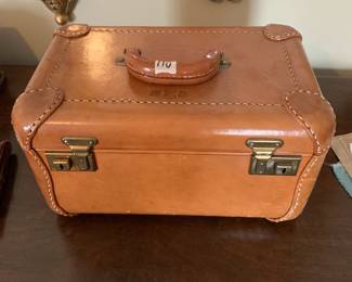 #111	1940s Camel Leather Train Case 	 $40.00 