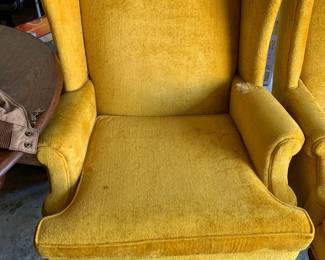 #205	yellow wing back chairs as is 	 $20.00  #206	yellow wing back chairs as is 	 $20.00 