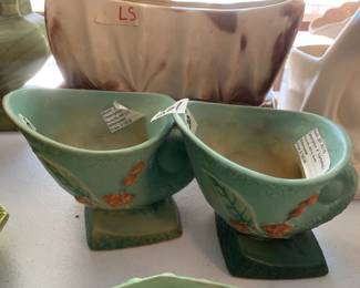 #262	Hull Woodland 7.5" Wall Pockets - set of 3 - Harvest Yellow	 $30.00 