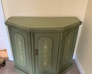 #117	green entry cabinet with 1 door 34x14x29 as is finish	 $75.00 