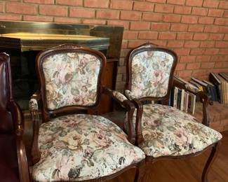 #49	Set of 2 French Provencial Upholstered Chairs w/nailhead Trim	 $150.00 