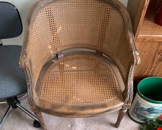 #135	Barrel Style Fully Cane Side Chair w/cushion	 $175.00 