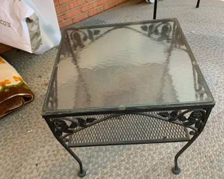 #245	Iron End Table w/glass Top - 24 Square x 23Tall	 $75.00 