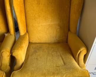#205	yellow wing back chairs as is 	 $20.00  #206	yellow wing back chairs as is 	 $20.00 