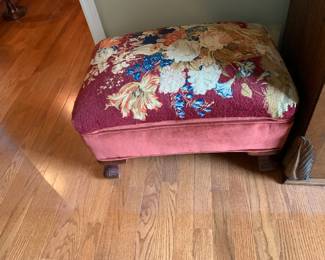 #106	Needlepoint Footstool w/Wood legs - 24x16x15	 $40.00 