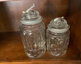 #259	Set of 2 Clear Button Cannister Set - 11" and 9" Tall	 $30.00 