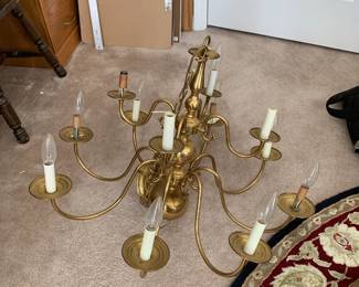 #129	Brass Chandelier w/12 candles (missing 4 covers)	 $20.00 