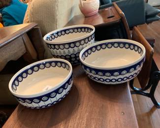 #323	Set of 3 Polish Pottery Bowls	 $34.00 