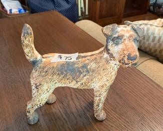 #171	8 inch tall iron white wash terrior dog	 $75.00 