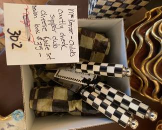 #302	MacKenzie - Childs Courtly Check Supper Club Cheese Knife Set - New In Box	 $35.00 