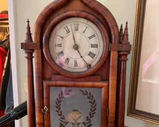 #96	Wood Mantle Clock w/collumns - 11x4x20 w/key	 $100.00 
