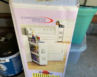 #284	Rolling Laundry Organizer White Unit Plastic	 $20.00 