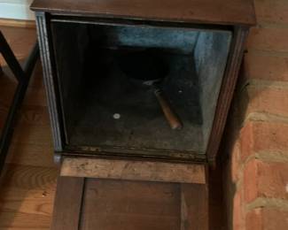 #45	Wood w/Metal Bird Fireplace Box  w/Scooper - 13x13x18	 $150.00 