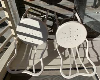 #248	Pair of White Metal  Chairs 	 $60.00 