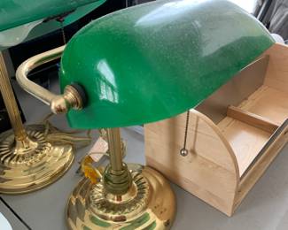 #140	Brass & green Bankers Lamp - 12" Tall	 $30.00  #141	Brass & green Bankers Lamp - 12" Tall	 $30.00 