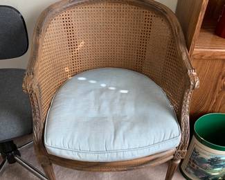 #135	Barrel Style Fully Cane Side Chair w/cushion	 $175.00 